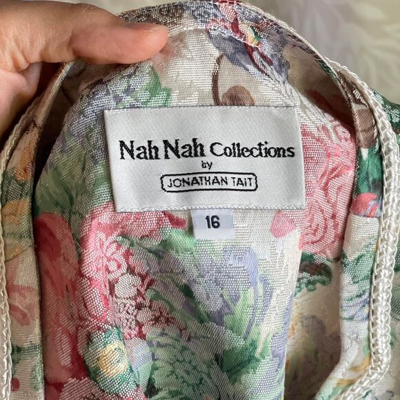 Vintage 80s Nah Nah Collections by Jonathan Tait Floral Print Blazer Size 16 - Picture 7 of 8